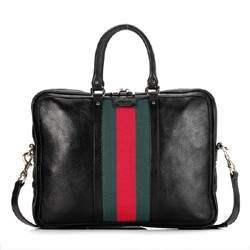 1:1 Gucci 246067 Men's Briefcase Bag-Black Leather - Click Image to Close